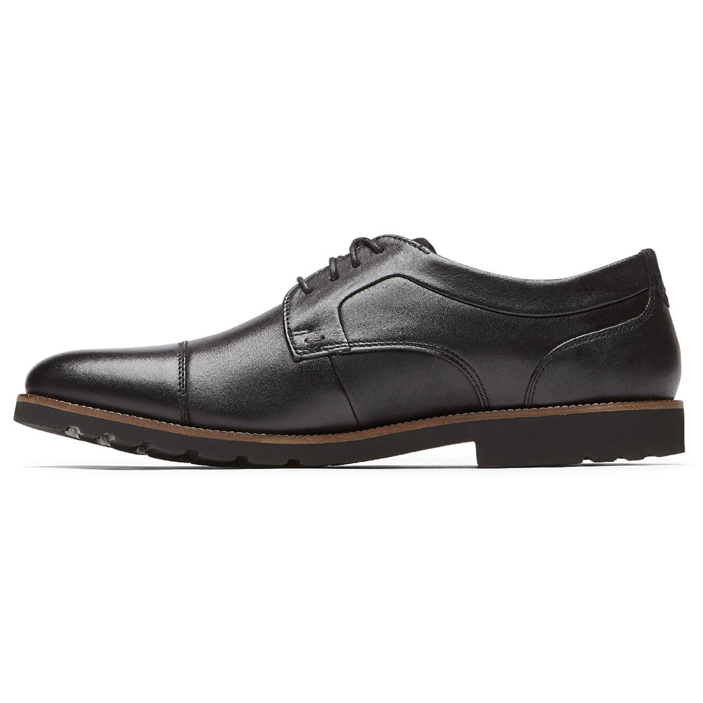 Rockport Mens Oxfords Black - Sharp & Ready 2 Cap Toe - UK 745-QEGNCV